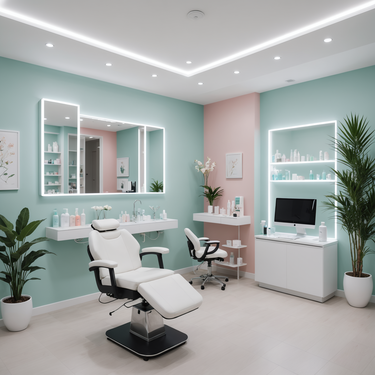 A serene cosmetic clinic with an esthetician's hands preparing for a Botox treatment