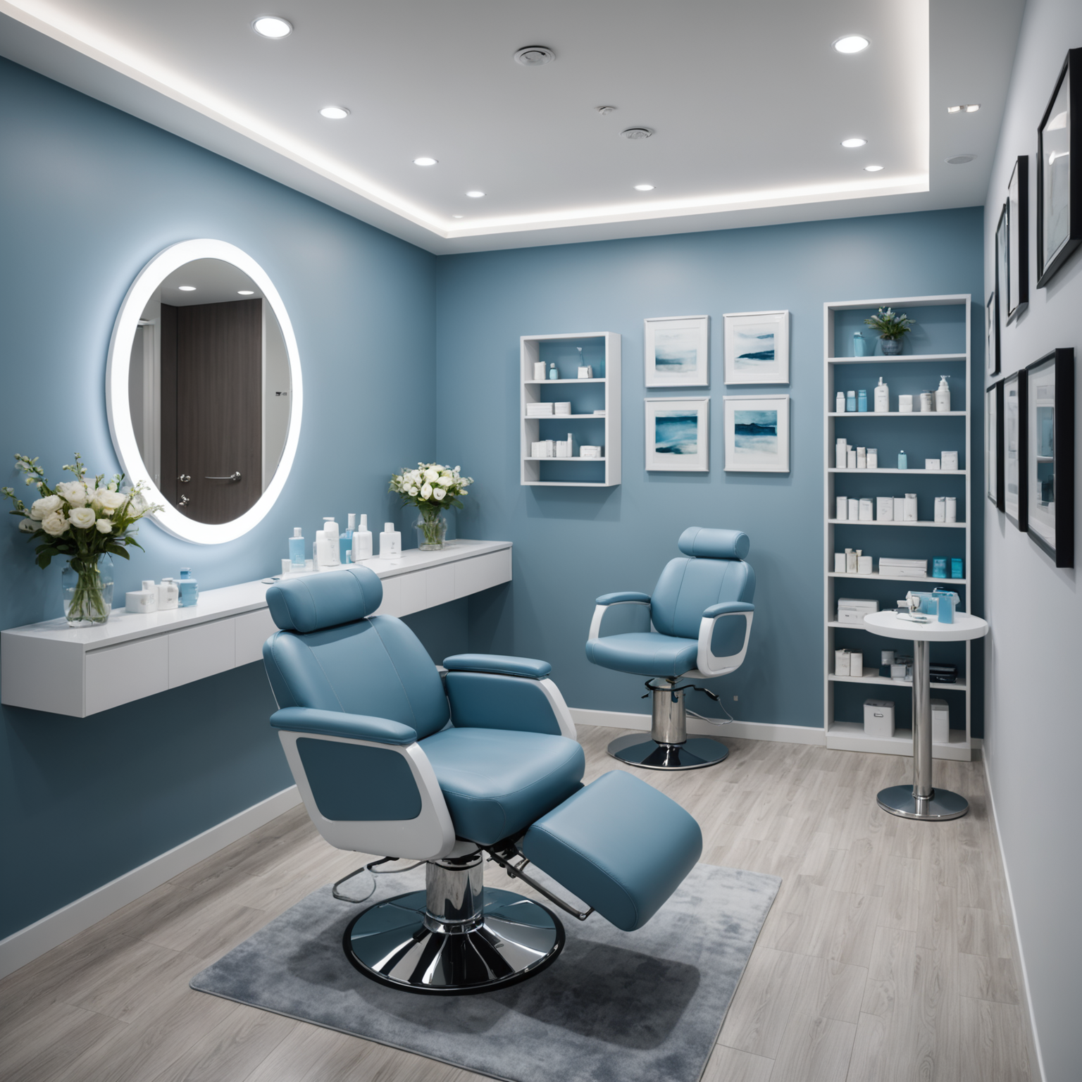 A serene cosmetic clinic with an esthetician preparing for a Botox session