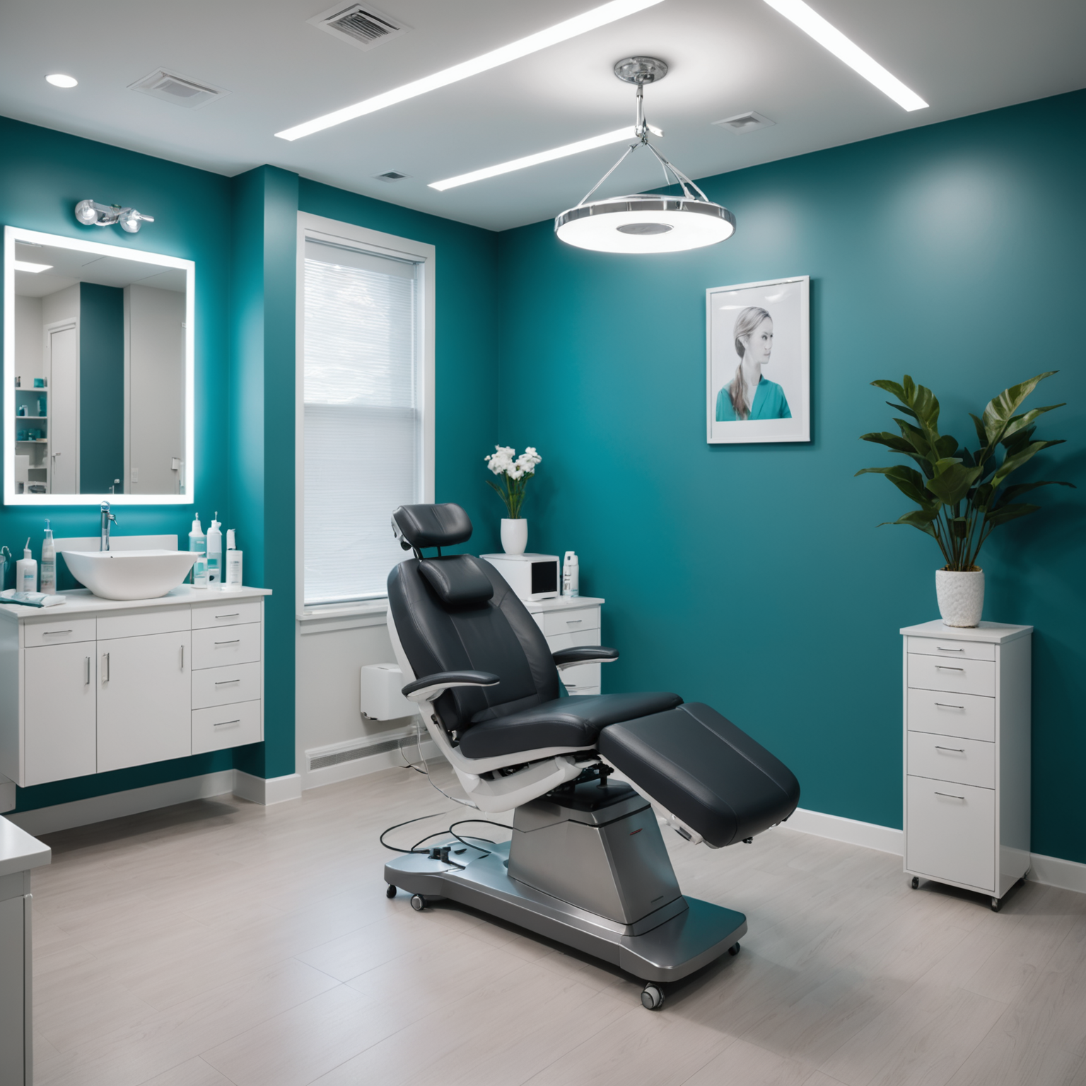 A well-lit, sterile treatment room with a professional esthetician preparing for a Botox procedure.