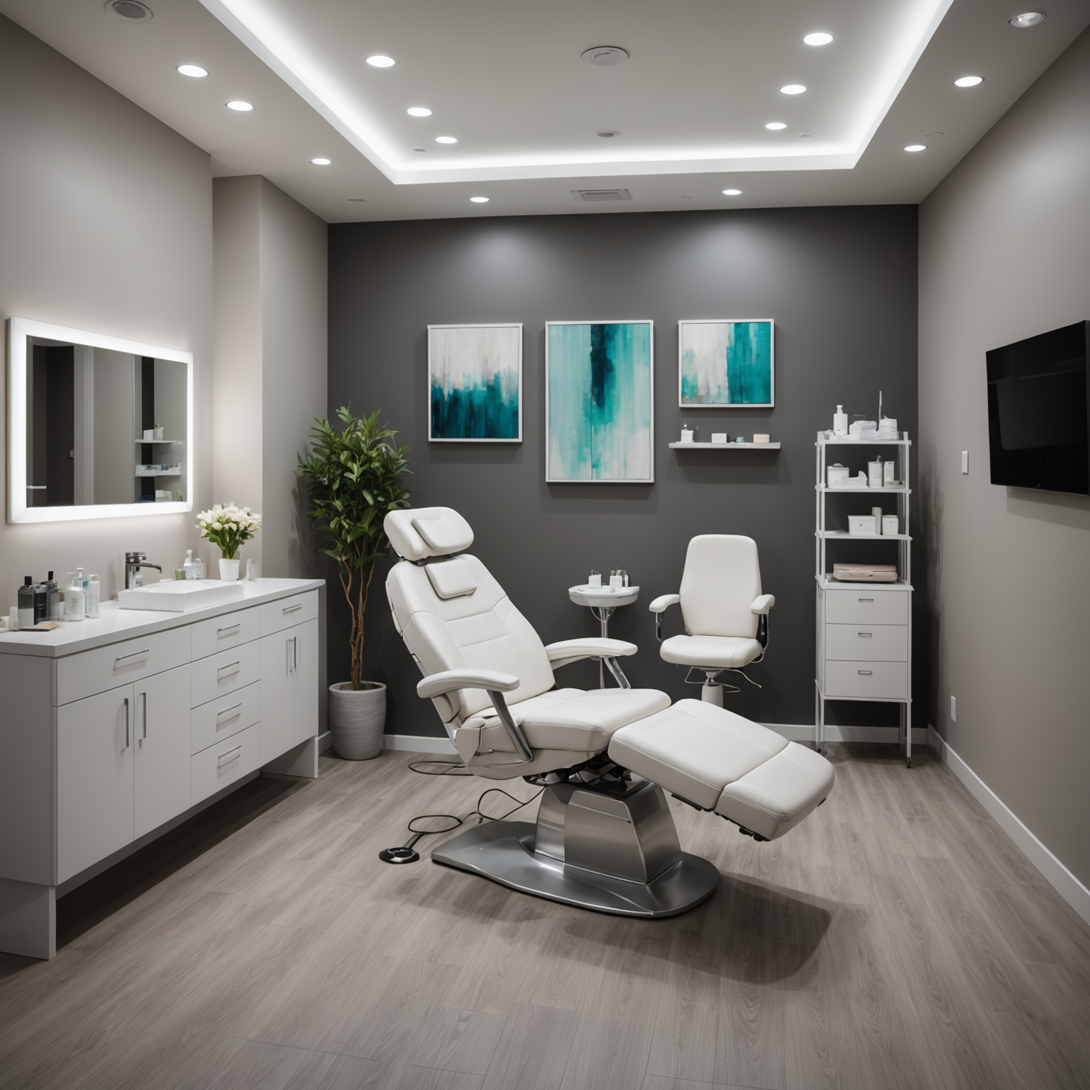 A serene and well-equipped cosmetic clinic treatment room