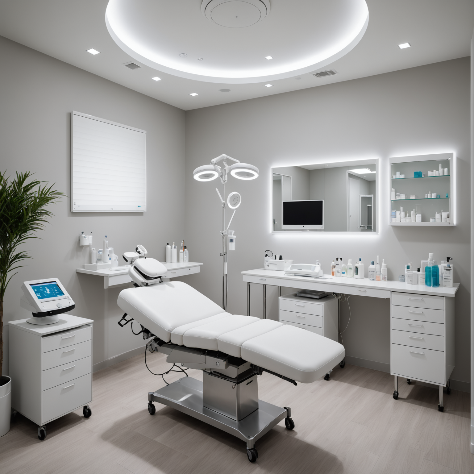 Cosmetic-clinic treatment room with sterile tools