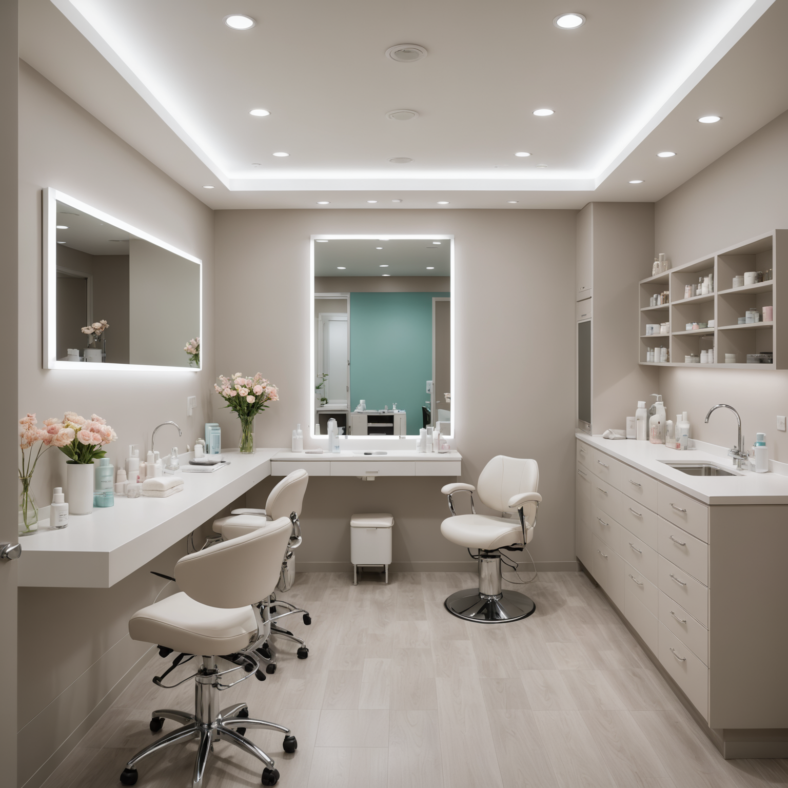 A serene cosmetic clinic room with sterile tools arranged neatly.