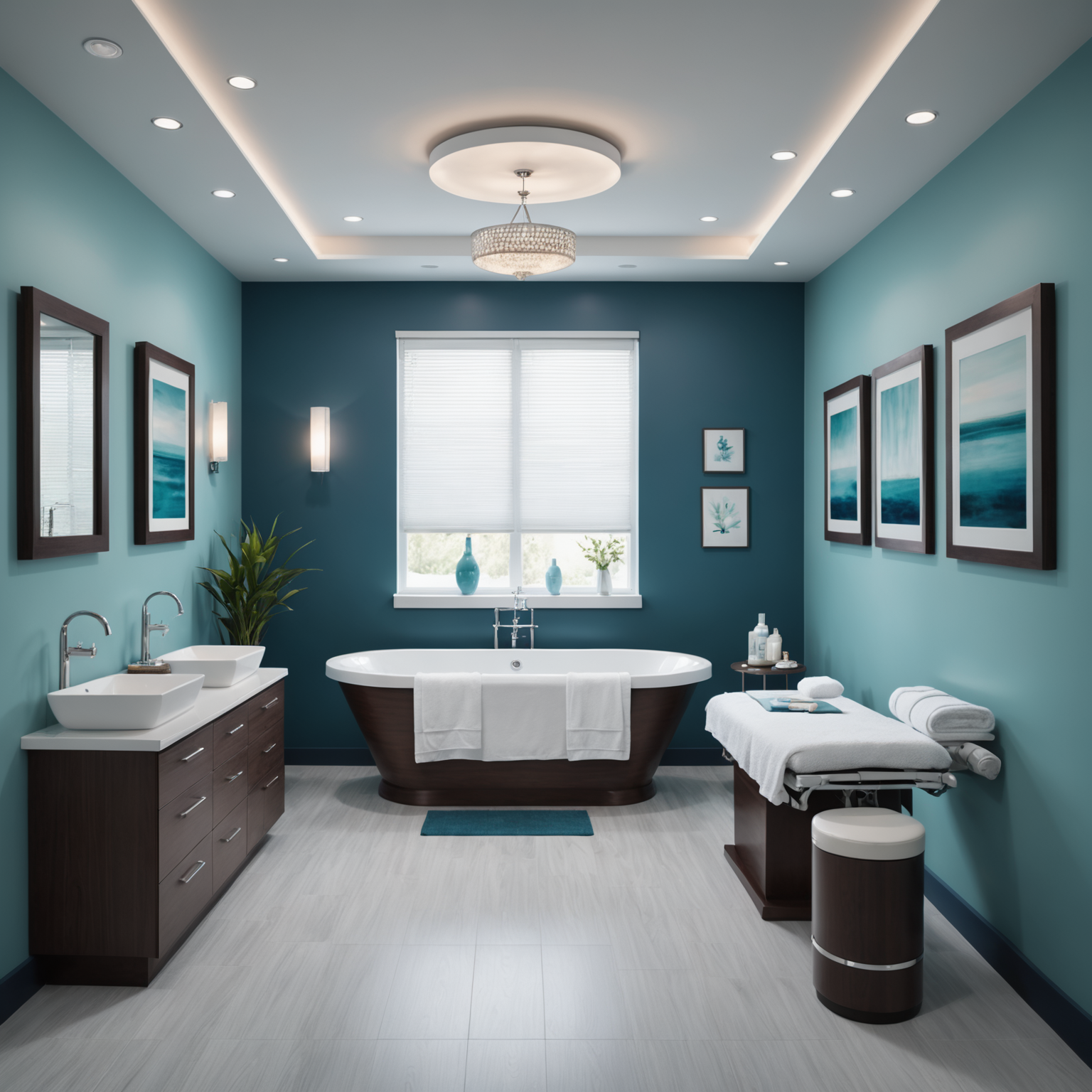 A serene spa interior with a treatment room ready for a procedure