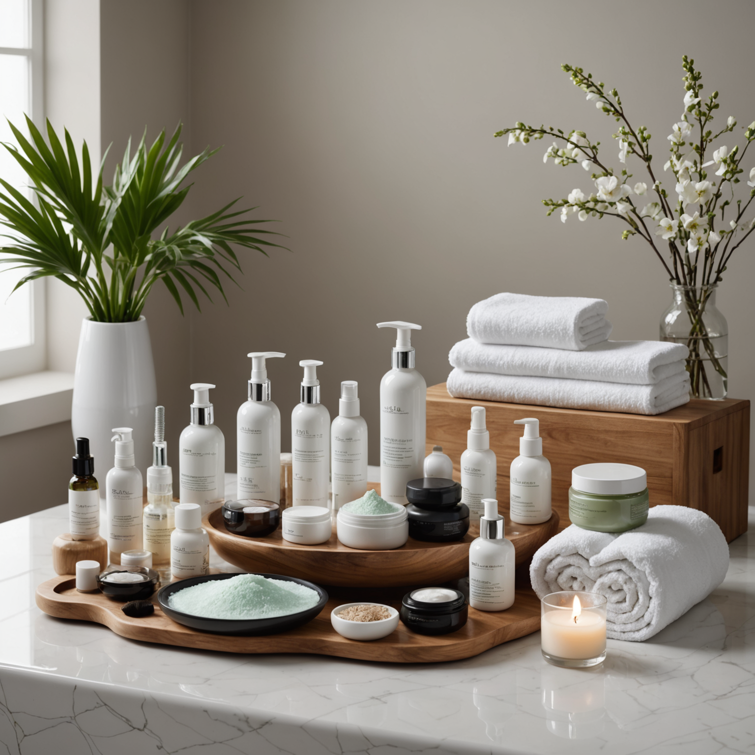 A serene spa room with skincare products and esthetician tools, highlighting the professional setting of a trusted clinic.
