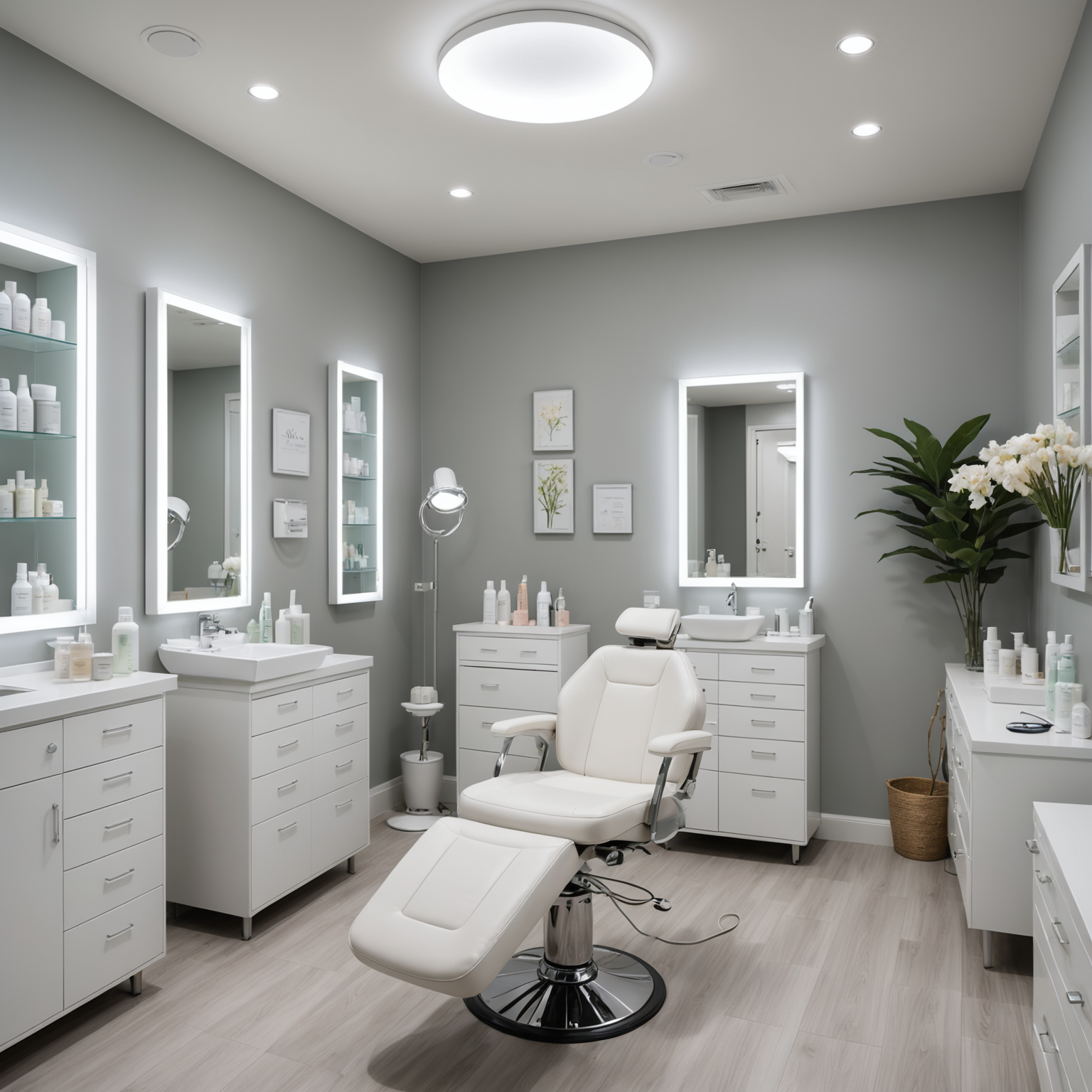 A serene, well-lit cosmetic-clinic treatment room with esthetician tools neatly arranged, evoking a sense of precision and care.