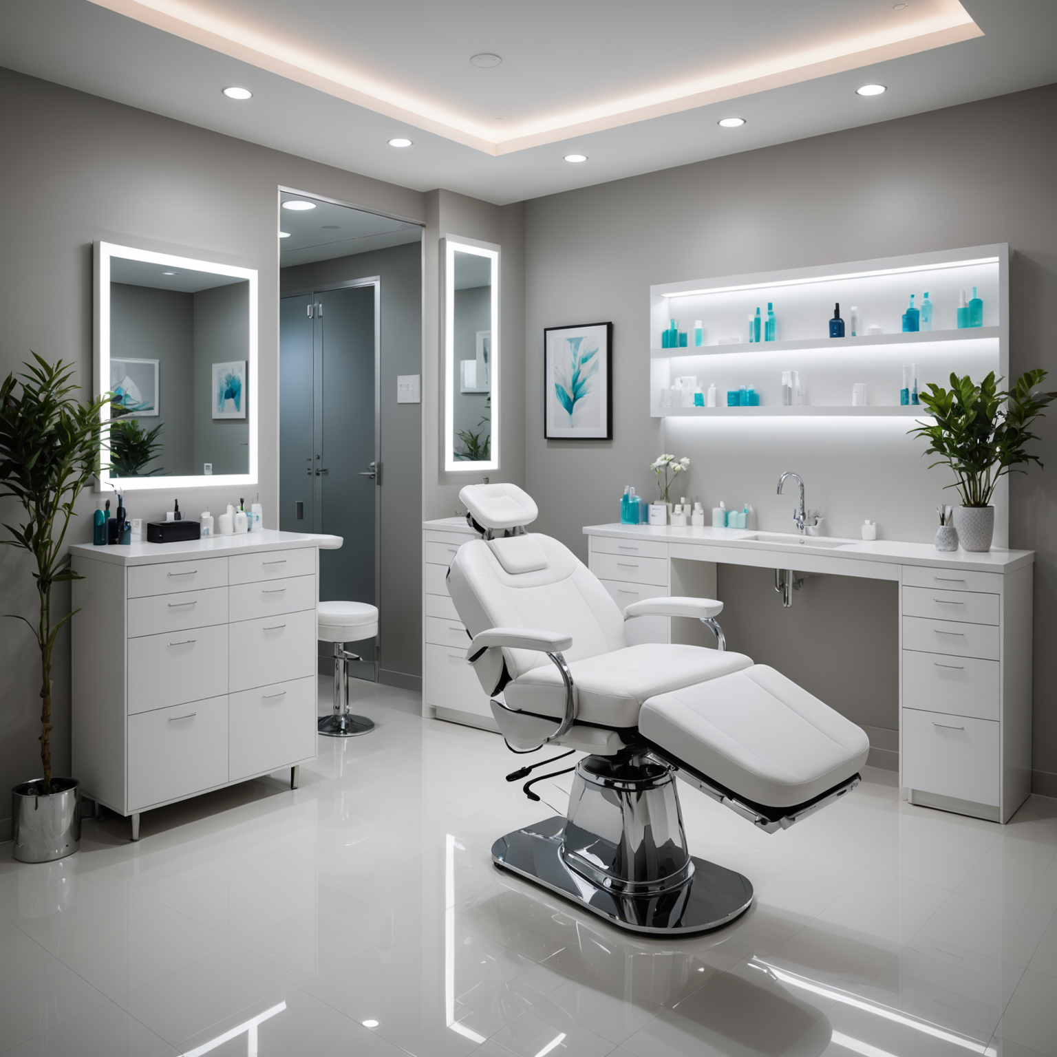 A modern treatment room with a professional esthetician preparing sterile tools for a botox training session