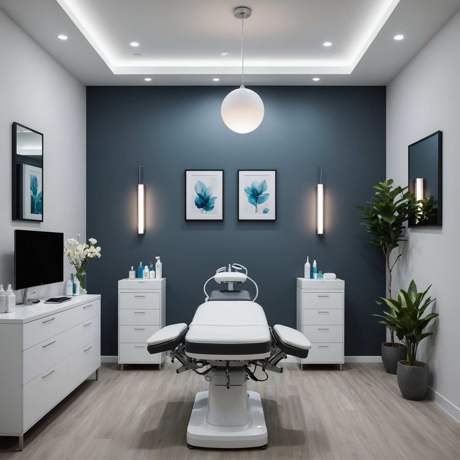 A serene cosmetic clinic treatment room, showcasing a professional and clean environment.
