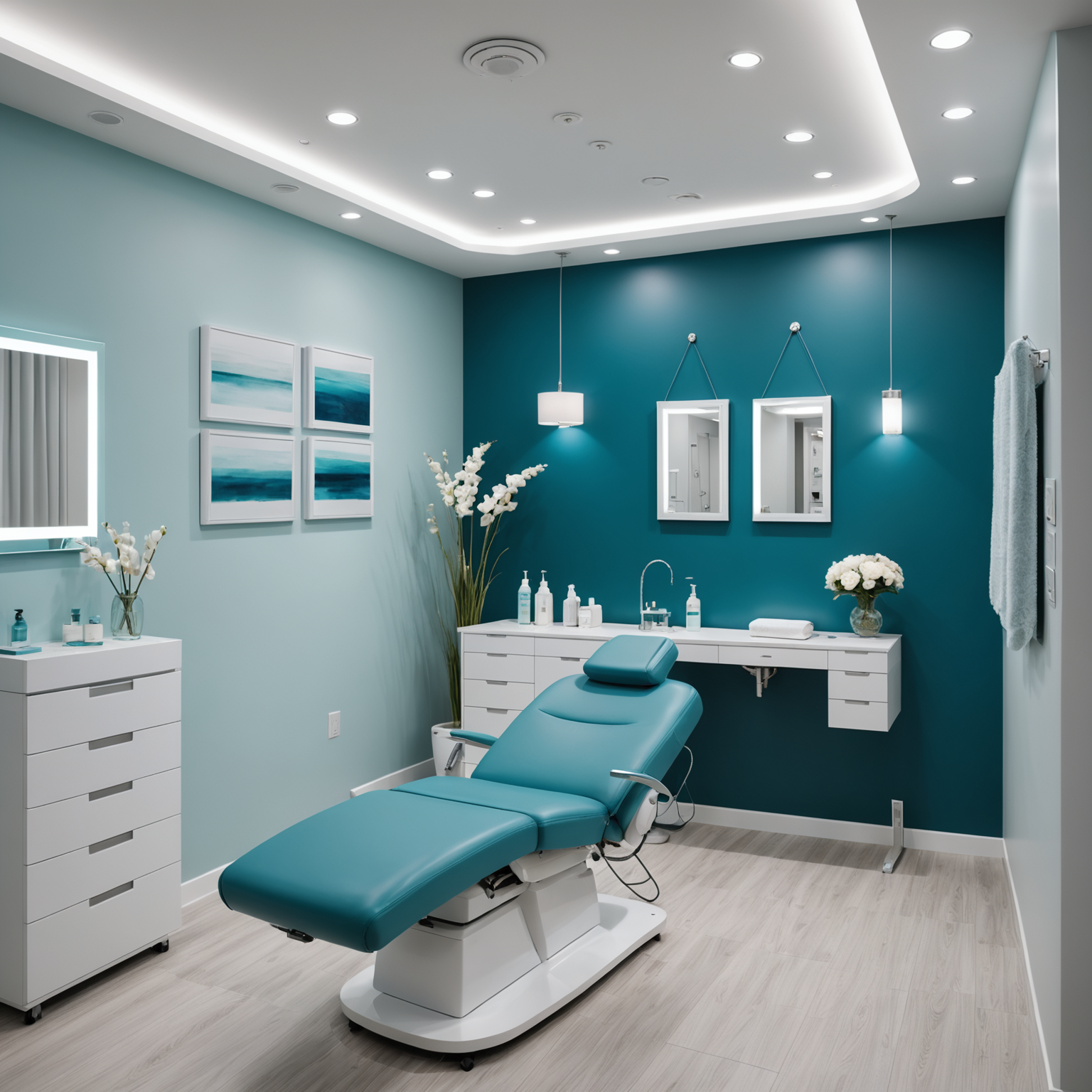 A serene cosmetic clinic treatment room with calming decor, ready for a Botox procedure.
