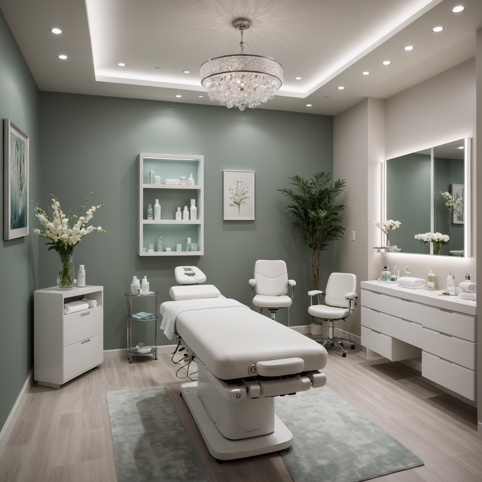 A serene spa interior with a treatment room prepared for Botox