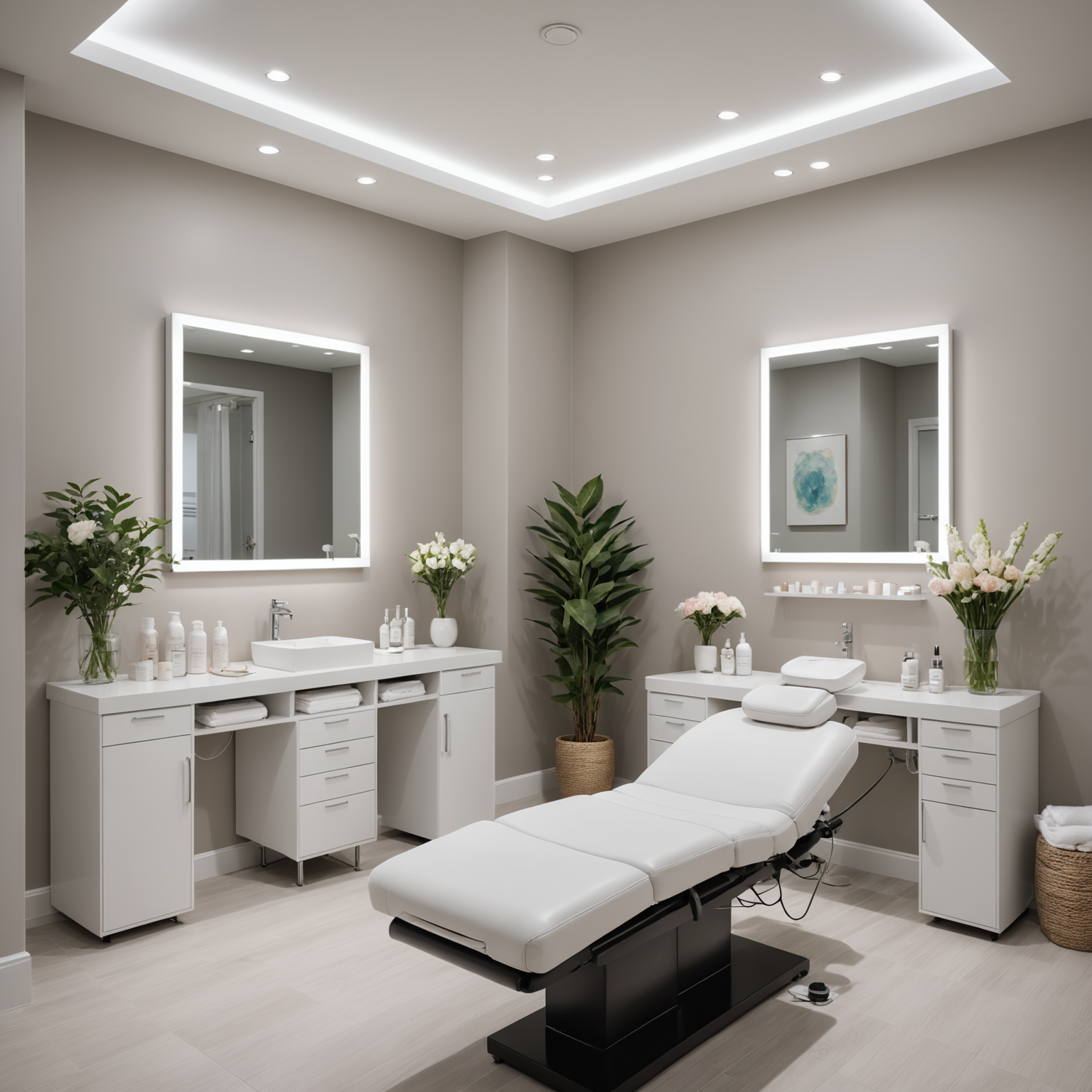 A serene treatment room with a spa-like atmosphere, showcasing esthetician tools neatly arranged for a Botox procedure.