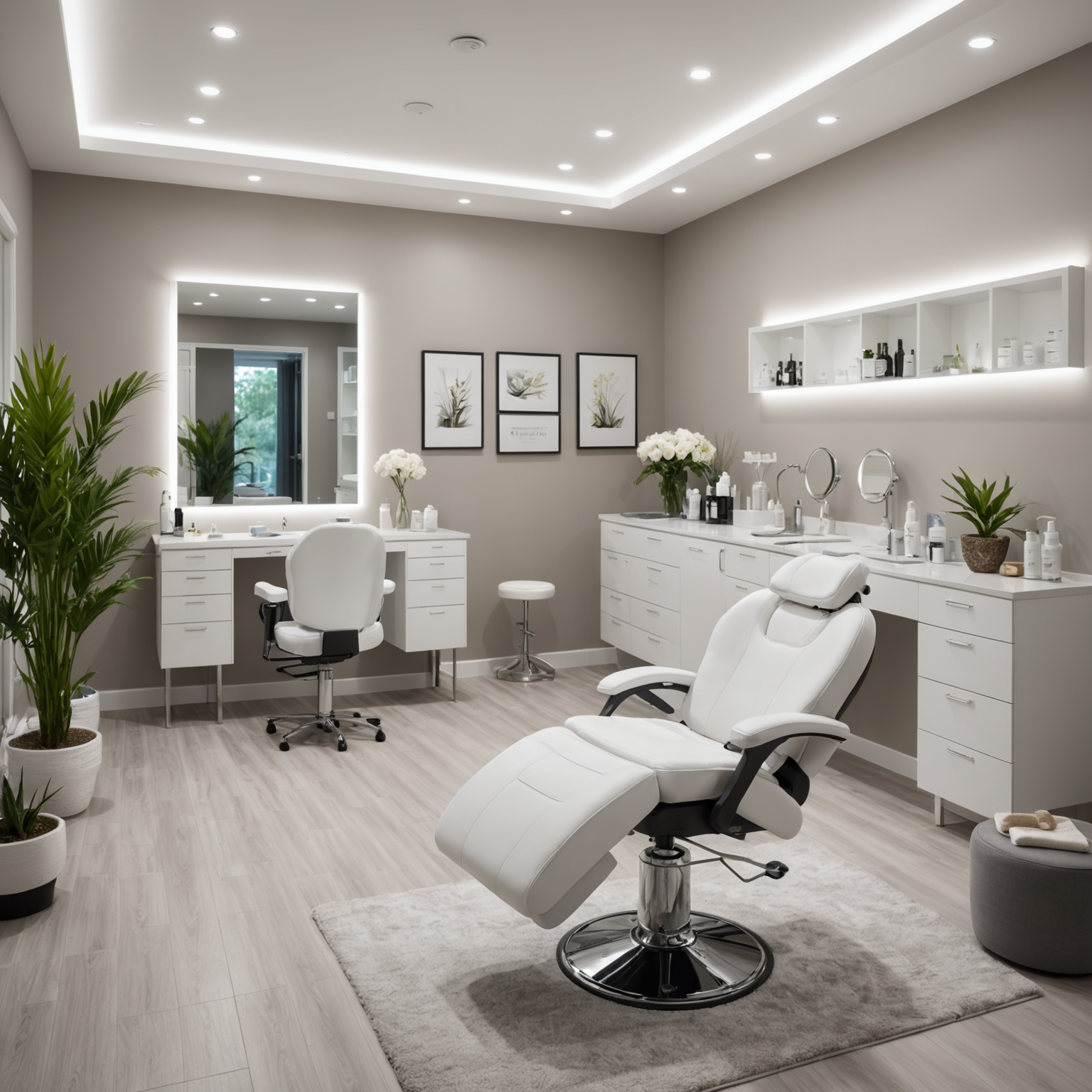 A tranquil spa interior with an esthetician preparing tools for a Botox treatment.